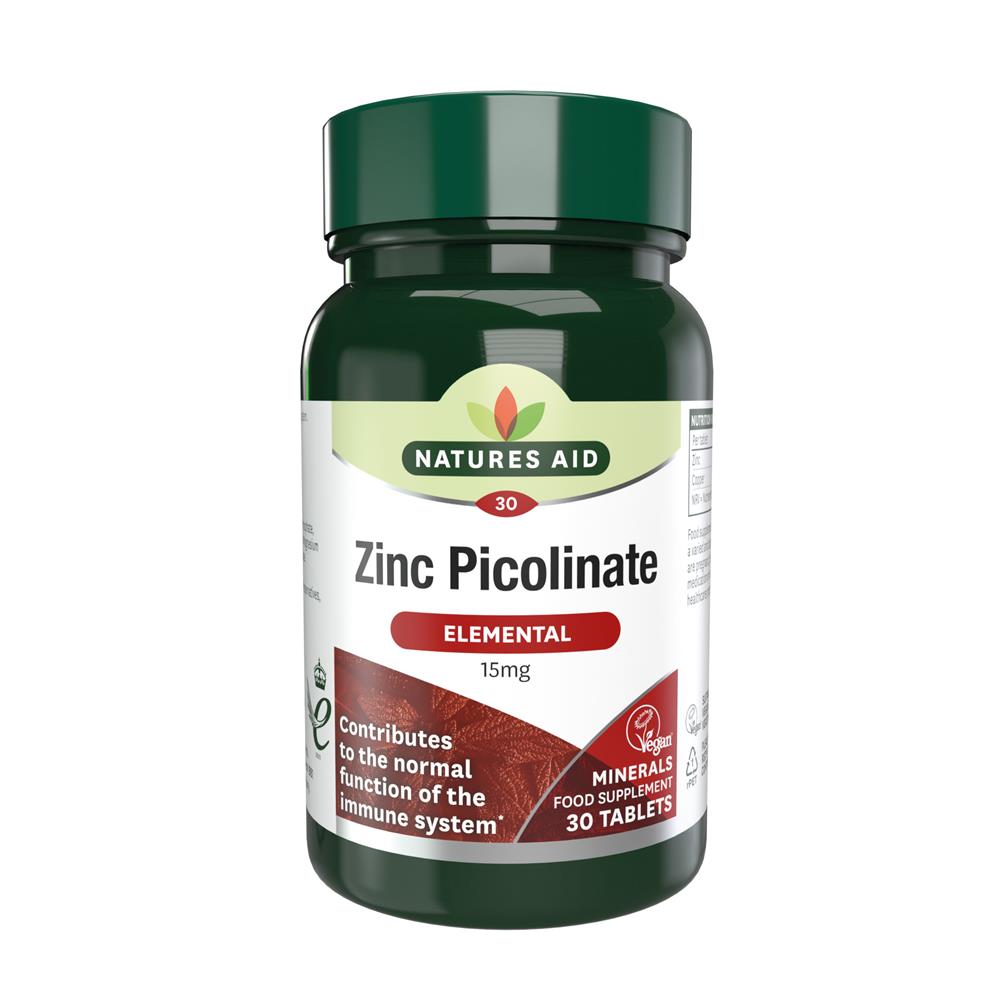 Zinc Picolinate 15mg elemental 30 Tablets, Natures Aid