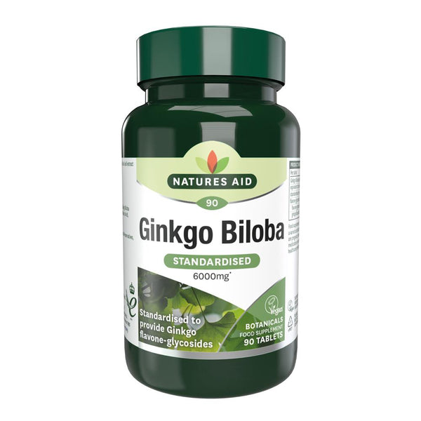 Ginkgo Biloba - 120mg (6000mg equiv) 90 Tablets, Natures Aid