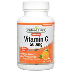 Vitamin C 500mg Sugar Free Chewable (with Rosehips & Citrus B, Natures Aid