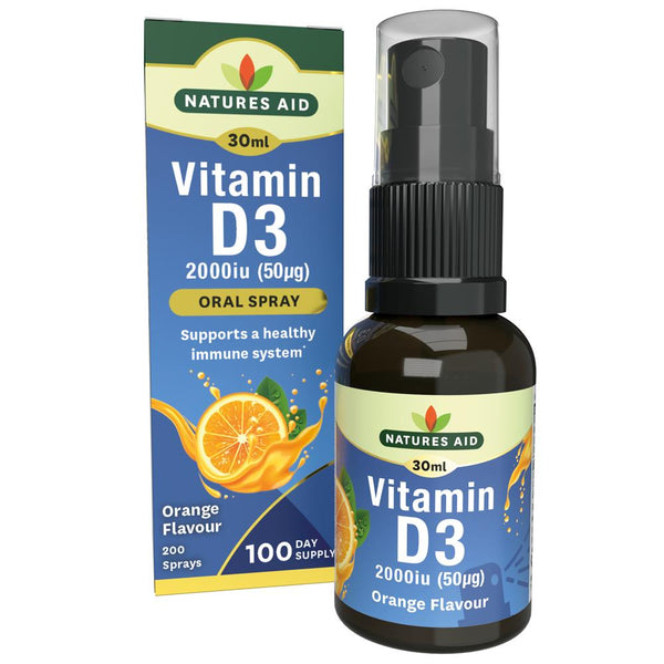 Vitamin D3 2000iu (50ug) Oral Spray (Cherry Flavour), Natures Aid