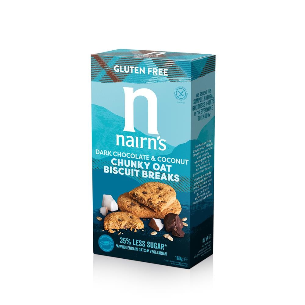 Gluten Free Dark Choc & Coconut Biscuit Break Chunky 160g, Nairns