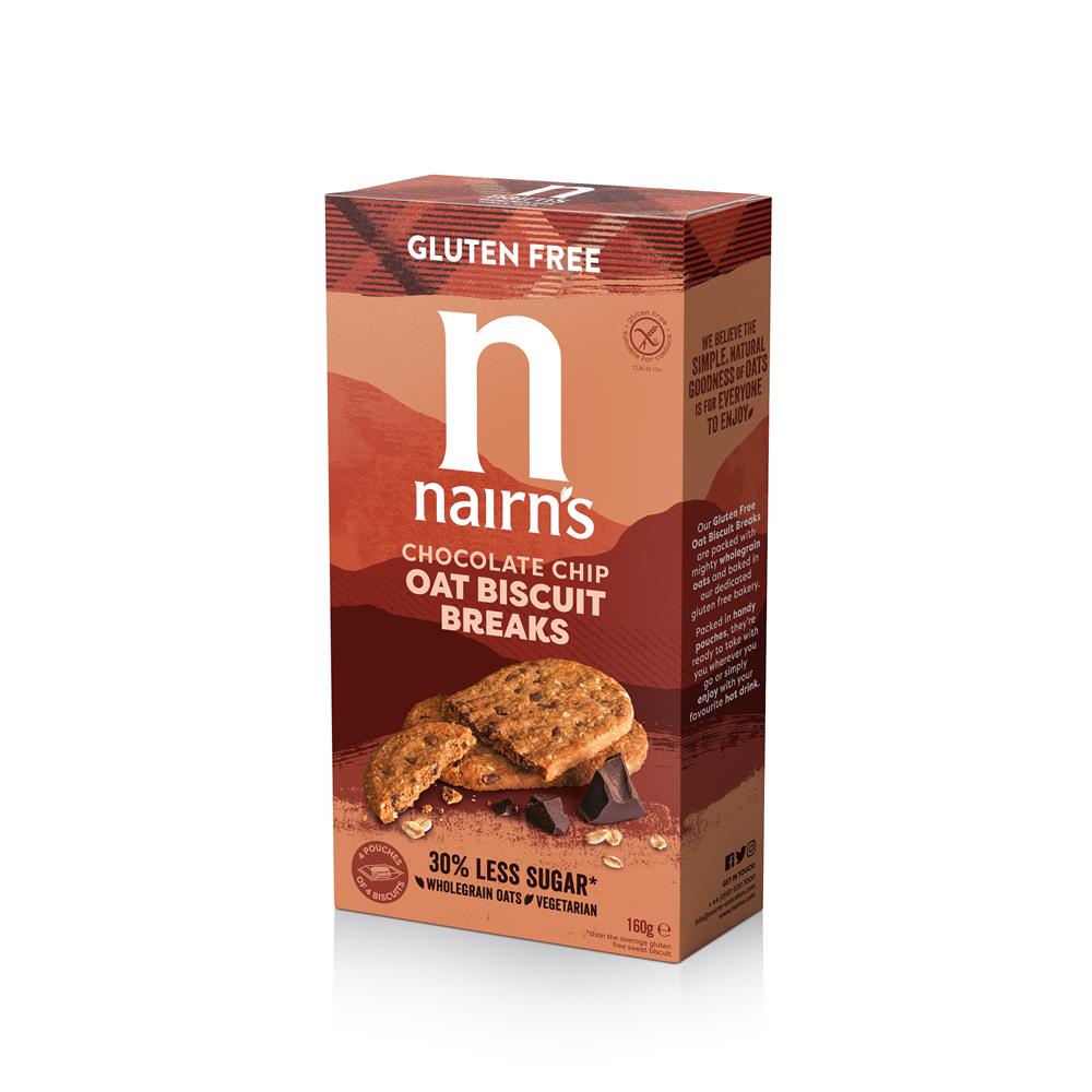 Gluten Free Chocolate Chip Oat Biscuit Breaks 160g, Nairns