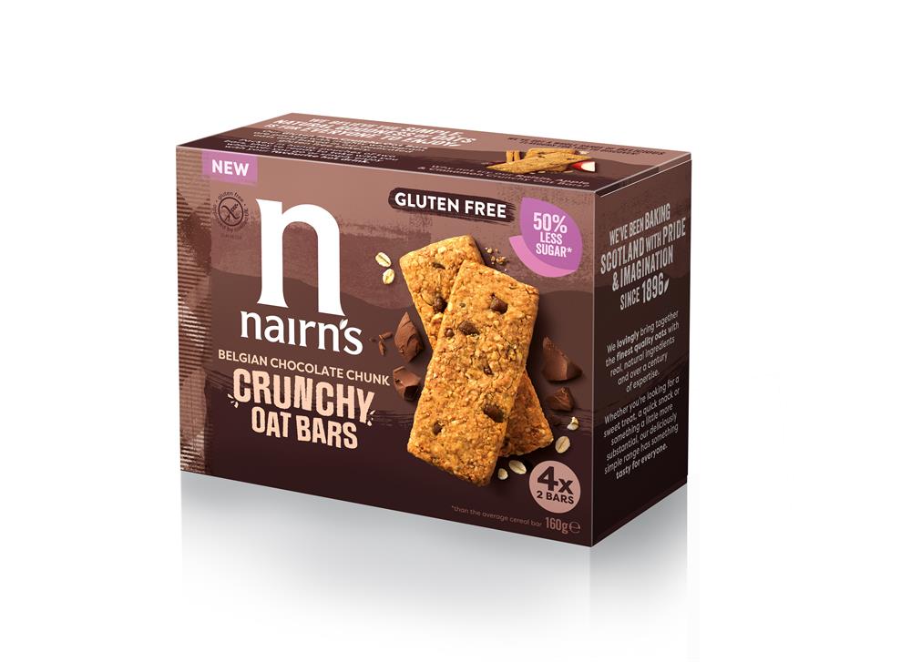 Nairn's Gluten Free Belgian Choc Chunk Crunchy Oat Bars 160g, Nairns