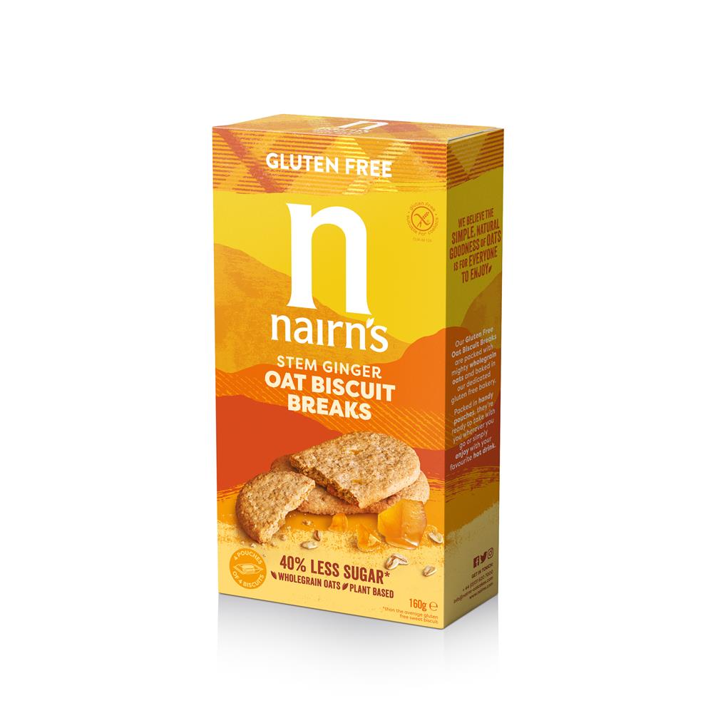 Gluten Free Biscuit Breaks Stem Ginger 160g, Nairns