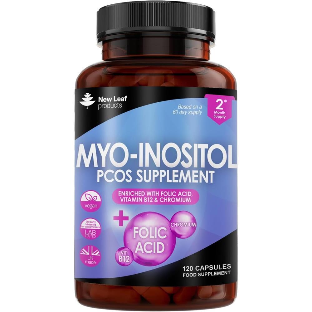 Myo-Inositol PCOS Capsules + Folic Acid B12 & Chromium Vegan, New Leaf Products