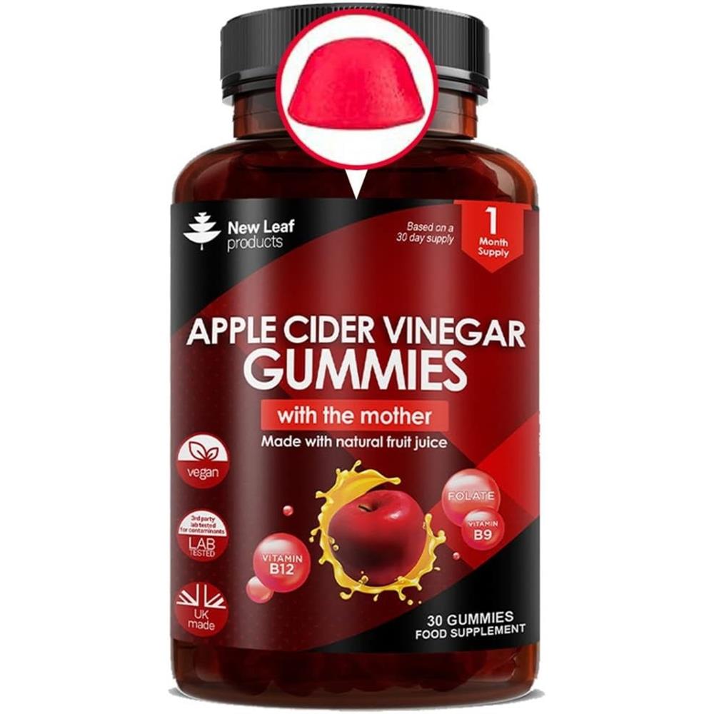 Apple Cider Vinegar Gummy & Folic Acid B12 Recyclable Bottle, New Leaf Products