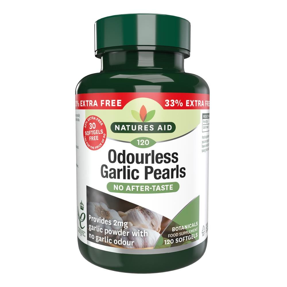 Garlic Pearls (Odourless) one-a-day - 33% EXTRA FI, Natures Aid Promo Packs