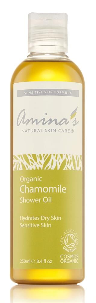 Organic Chamomile Shower Oil for Dry to Sensitive Skin 250ml, Amina's Natural Skincare