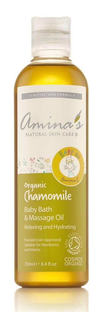 Organic Baby Bath & Massage Oil With Chamomile 250ml, Amina's Natural Skincare