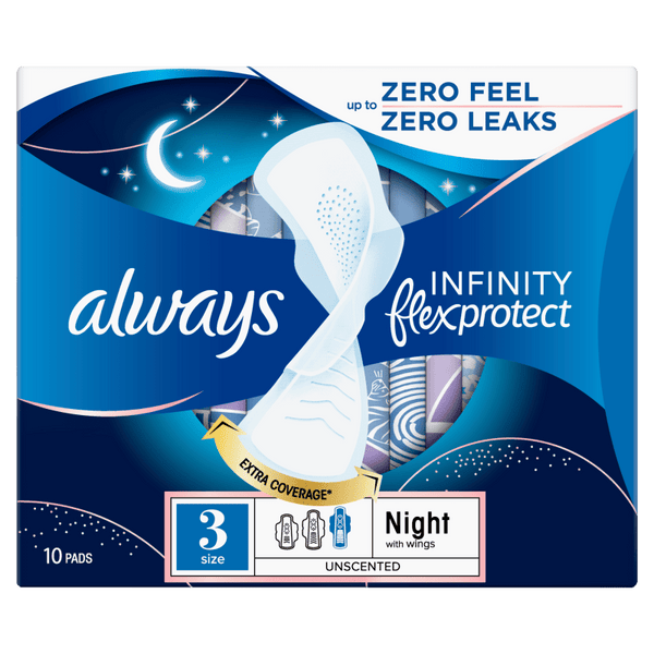 Always Infinity FlexProtect Night Pack of 10 Pads - welzo