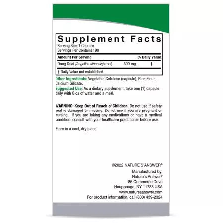 Nature's Answer Dong Quai Root 500mg 90 Vegetarian Capsules