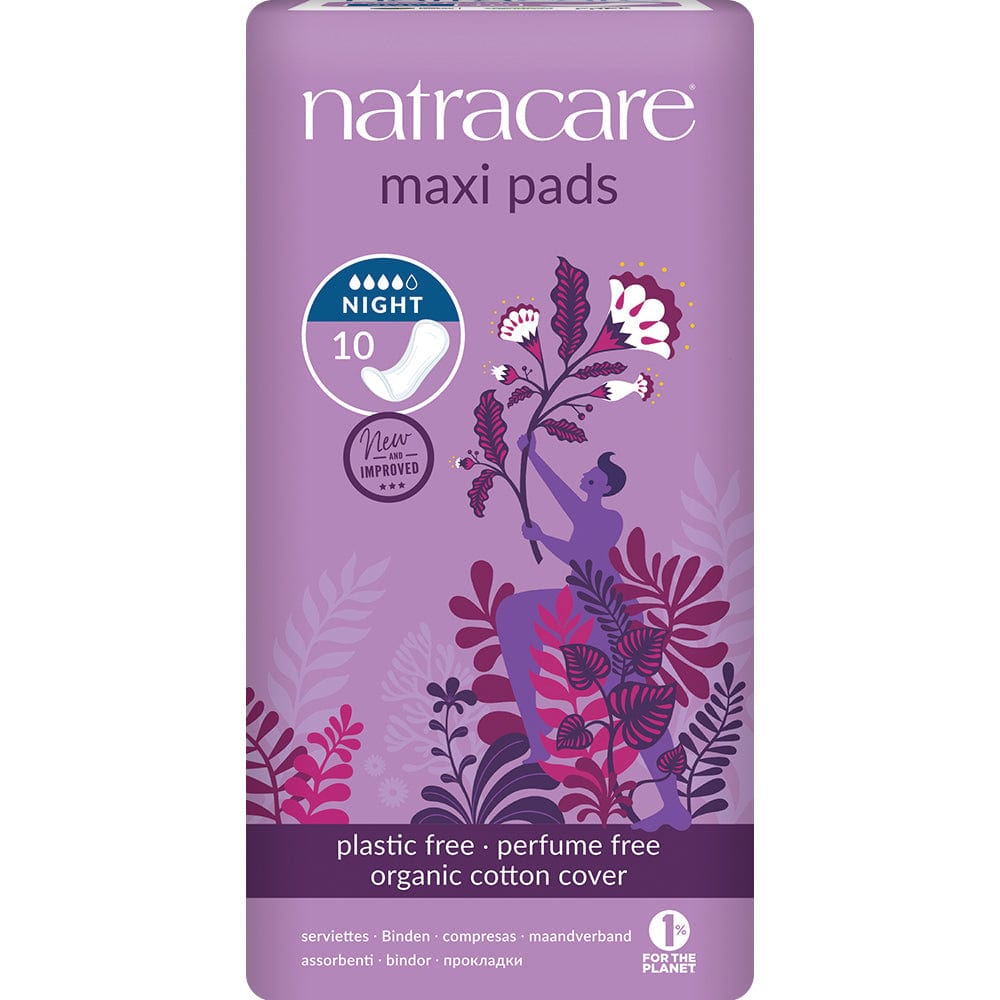 Natural Maxi Pads Night-time x 10, Natracare