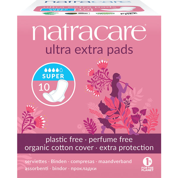 Ultra Extra Pads Super with wings 10's, Natracare