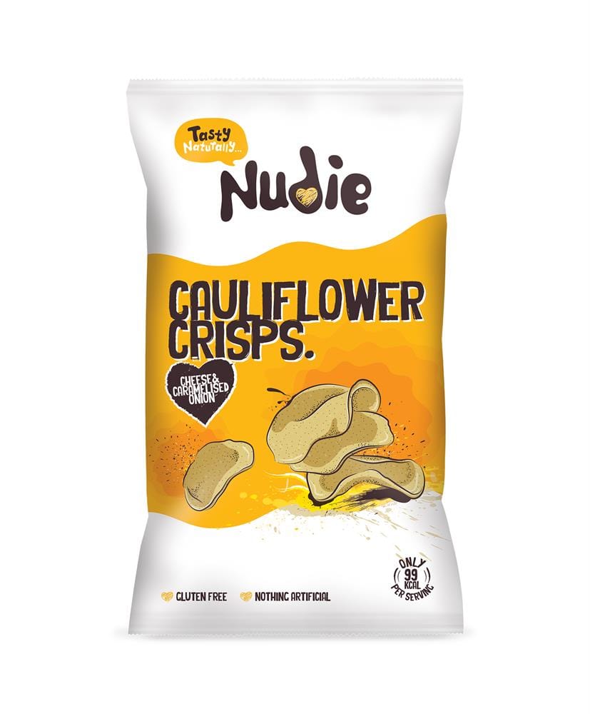 Cheese & Carmelised Onion Cauliflower Crisps 80g, Nudie Snacks