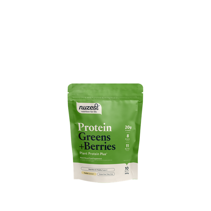 Nuzest Protein Plus Greens + Berries 300g Vanilla Caramel