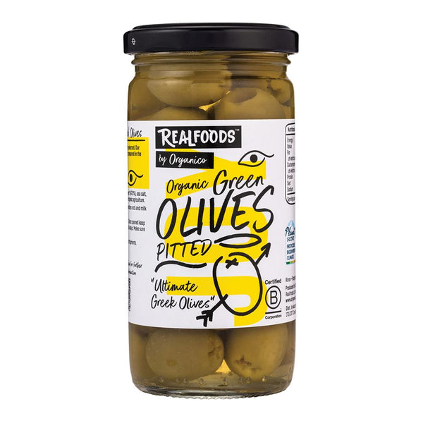 Organic Green Pitted Olives in Brine 230g, Organico