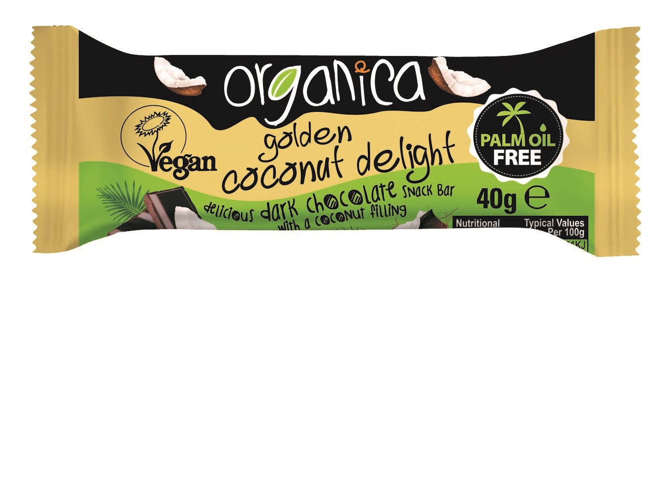 Snack Bars - Organic Golden Coconut Delight Vegan 40g, Organica