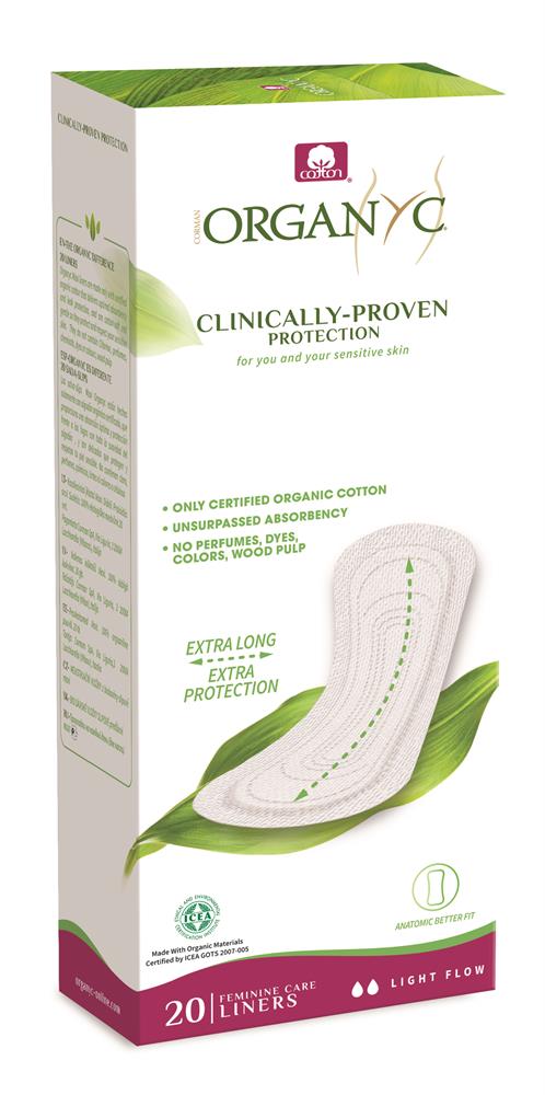 Extra Long flat panty liners light flow, Organyc