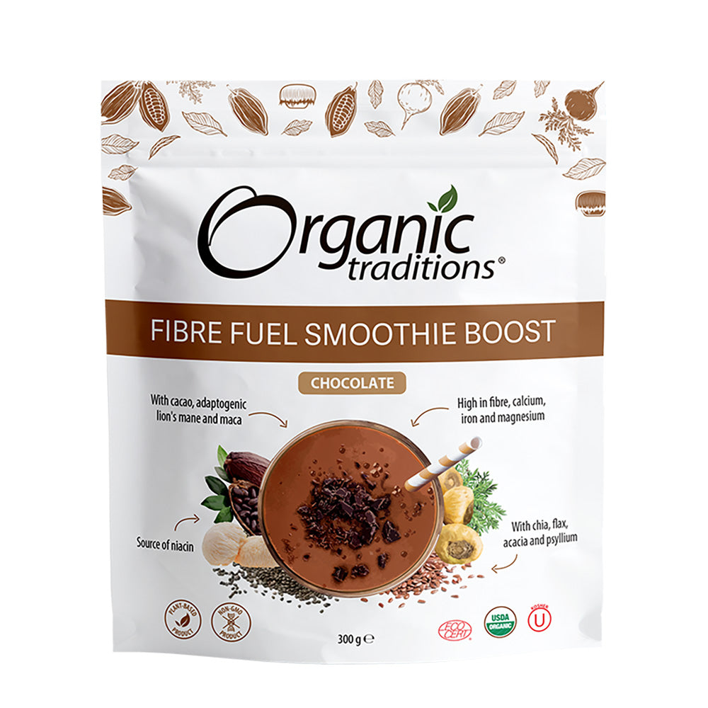 Organic Fibre Fuel Smoothie Boost Chocolate 300g, Organic Traditions