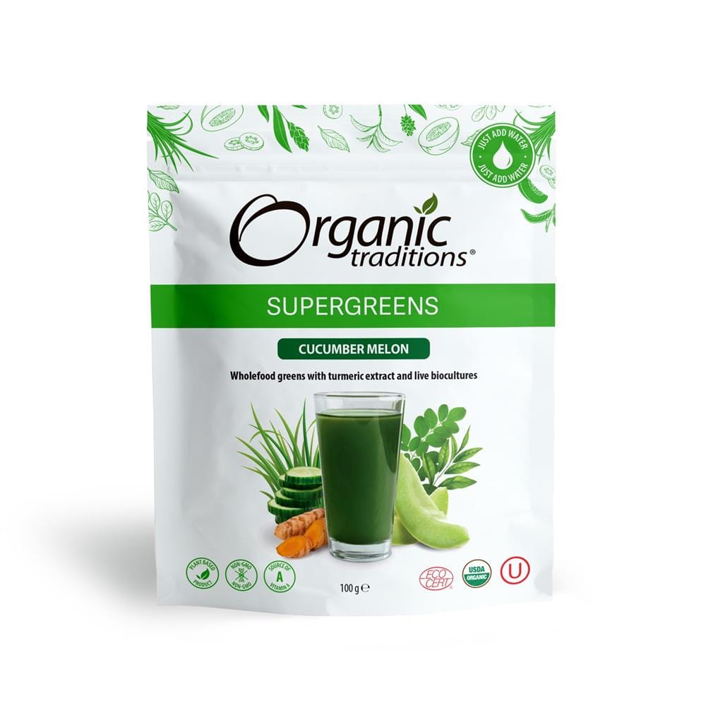 Organic Super Greens with Cucumber and Melon 100g, Organic Traditions