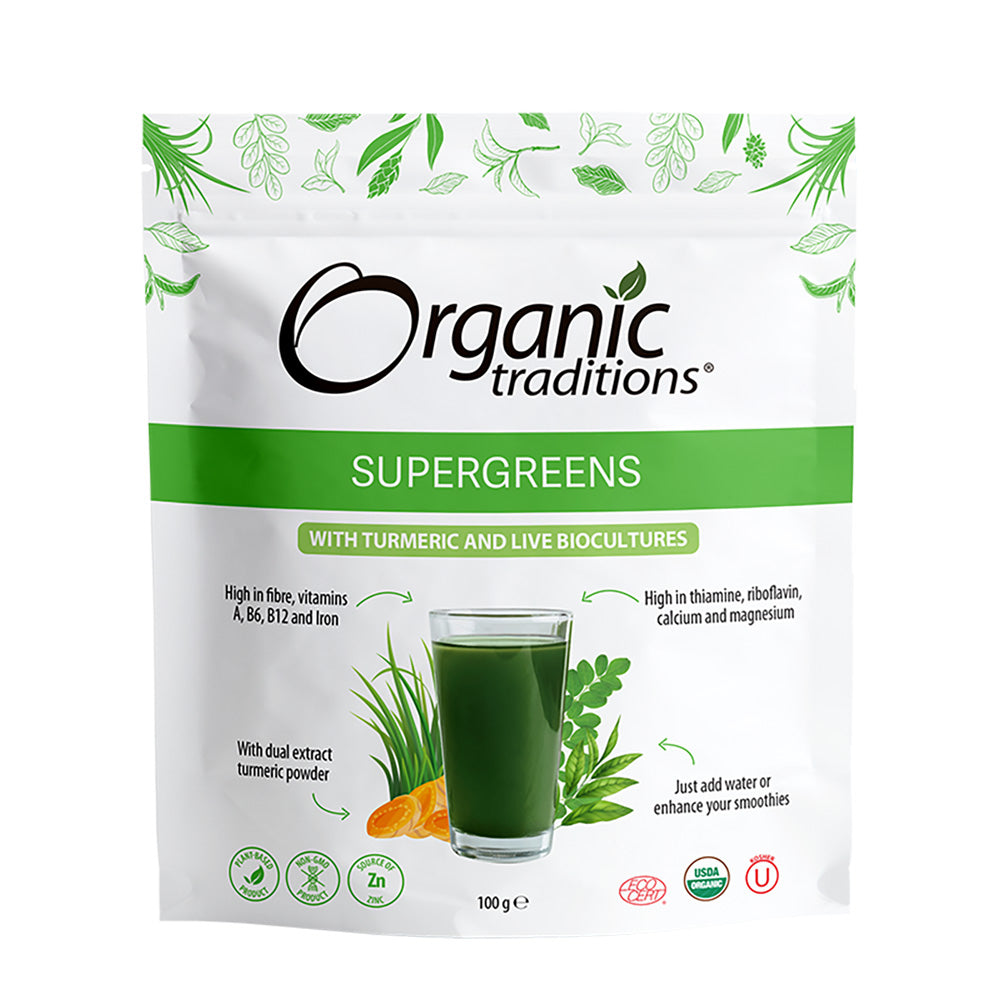 Organic Super Greens with Turmeric 100g, Organic Traditions