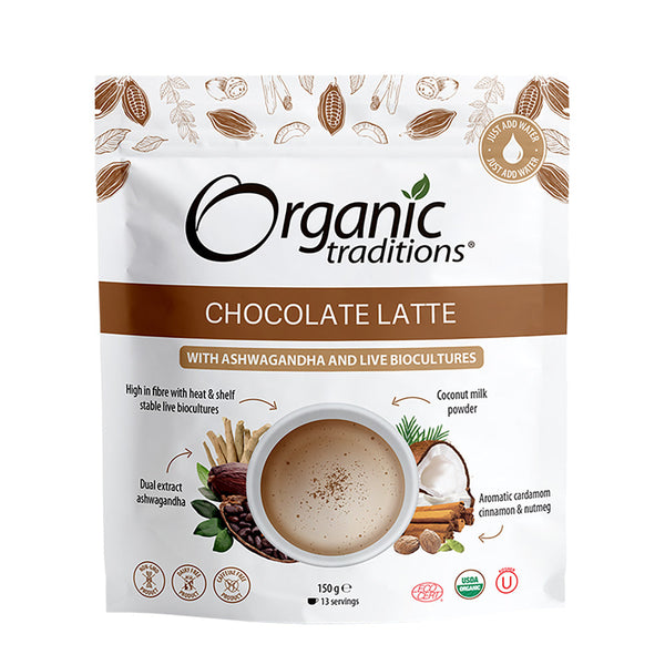 Organic Chocolate Latte Ashwagandah 150g, Organic Traditions