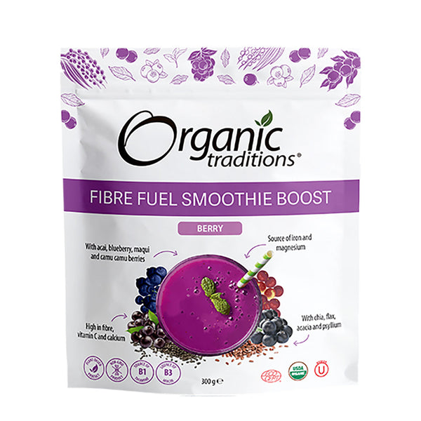 Organic Fibre Fuel Smoothie Boost Berry 300g, Organic Traditions