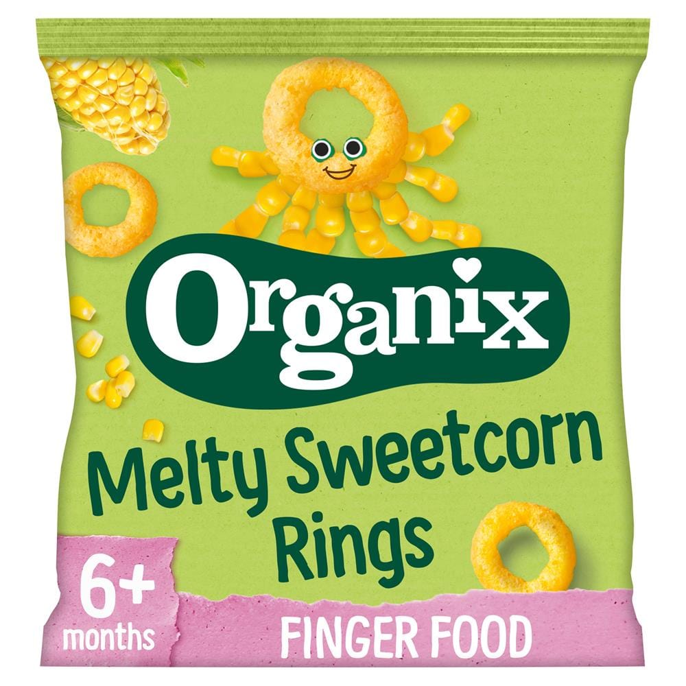 Melty Sweetcorn Rings Organic Baby Finger Food Snack 20g, Organix