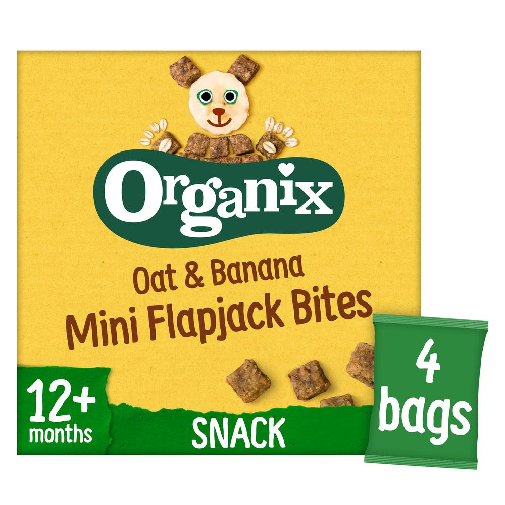 Organix Mini Oat & Banana Flapjack Snacks Multipack (4x20g), Organix