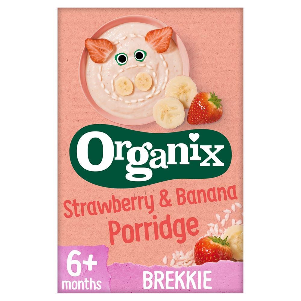 Strawberry & Banana Organic Baby Porridge 120g, Organix