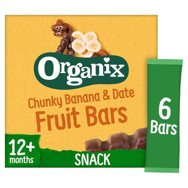 Banana & Date Organic Fruit Snack Bar Multipack 6x17g, Organix