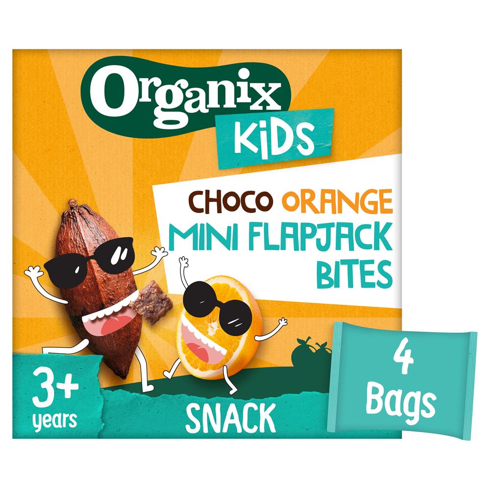 Organix KIDS Crazy Choco Orange Mini Flapjack Bites (4 x 23g), Organix