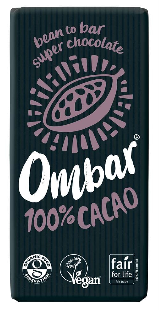 Ombar -ombar 100% cacao organische veganistische pure chocolade 70 g