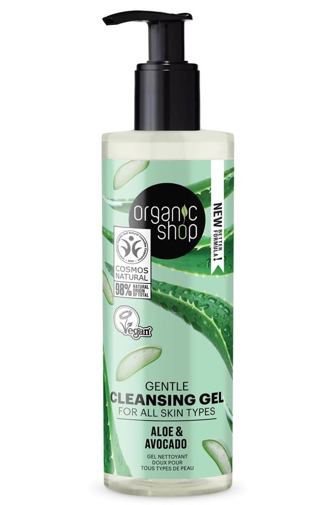 Tienda orgánica OS Gel Gentsing Cleansing Gel para todos los tipos de piel Aloe & Aguacate (200 ml)