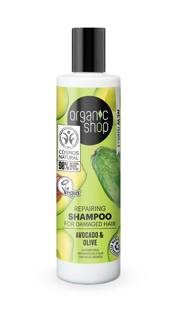 Bio -Shop OS reparieren Shampoo für beschädigte Haare Avocado & Olive (280 ml)