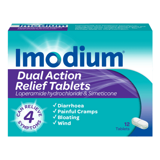 Imodium Dual Action Relief Tablets Pack of 12 - welzo