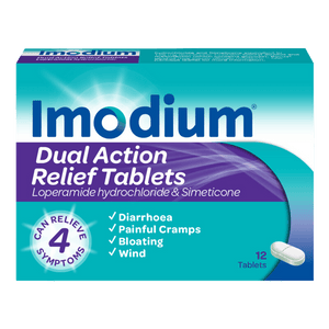 Imodium Dual Action Relief Tablets Pack of 12 - welzo