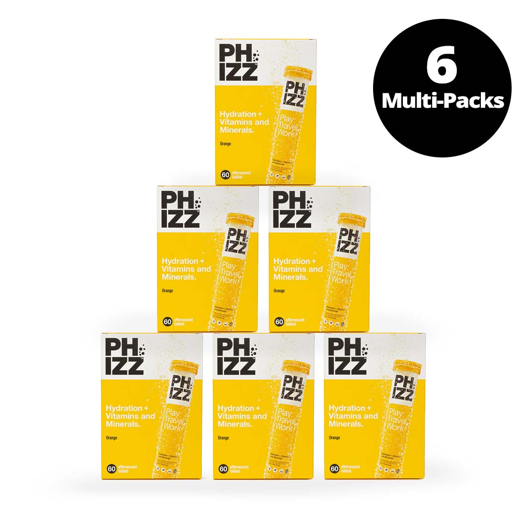 Phizz 2-in-1 Multivitamin & Rehydration Electrolyte Effervescent Multi-pack 6x60 Tabs Orange