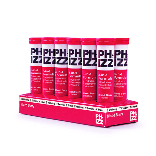 Phizz 2-in-1 Multivitamin & Rehydration Electrolyte Effervescent 12x20 Tabs Mixed Berry