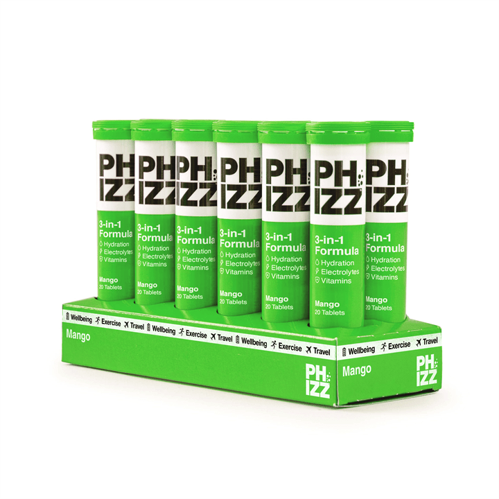 Phizz Mango 3-in-1 Hydration, Electrolytes and Vitamins Effervescent Tabs 12x20 Tabs Mango