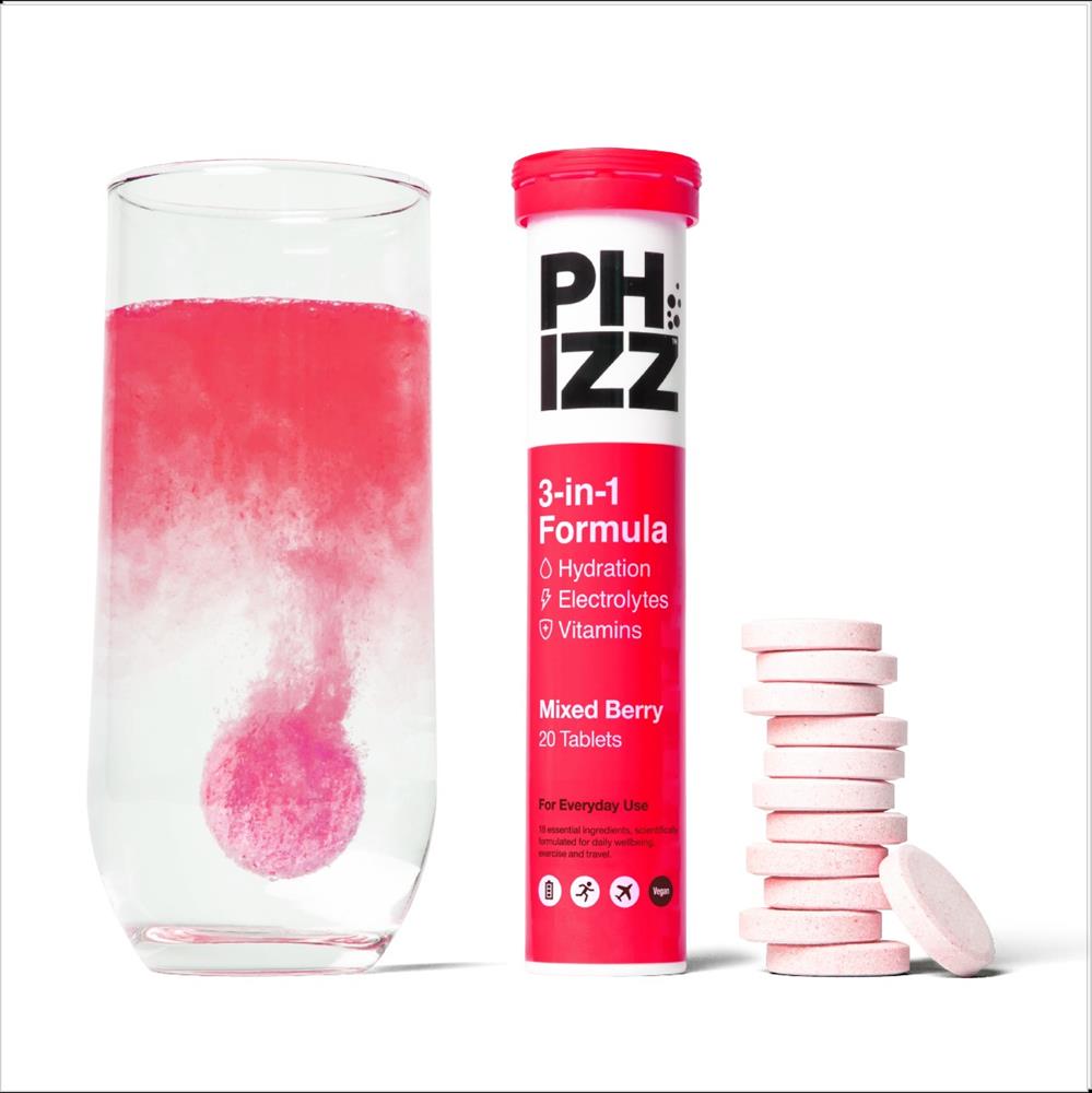 Phizz 3in1 Hydratiseringselektrolytter Vitaminer - Blandet bær - 20 faner