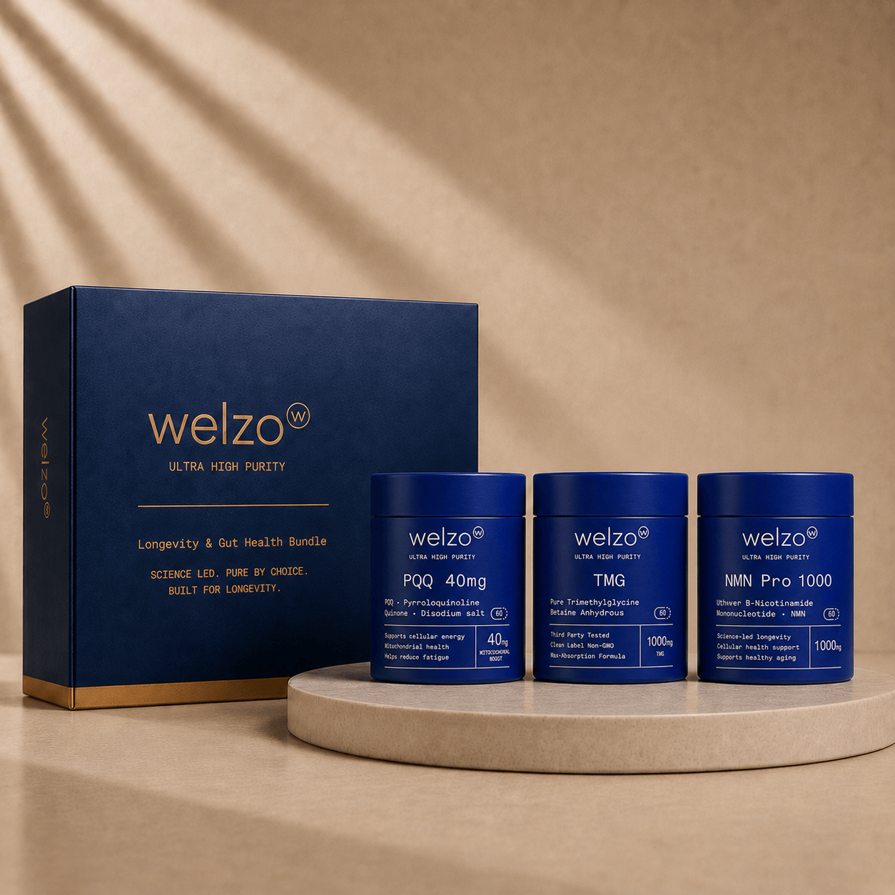 Welzo Ultra Purity Energy & Focus Stack — NMN + PQQ + TMG