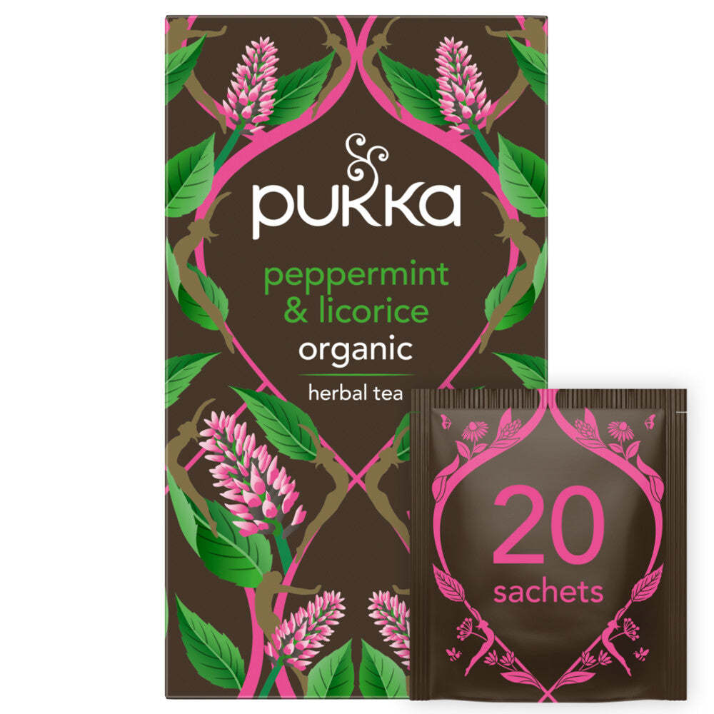 Zioła Pukka Peppermint & Lukorice 20 Organiczne saszetki ziołowe herbaty