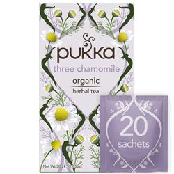 Three Chamomile 20 herbal tea sachets, Pukka Herbs