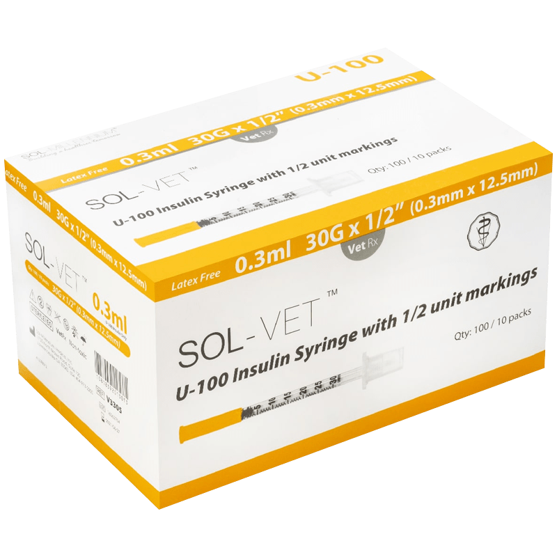 Sol-Vet 0.3ml U100 Insulin Syringes Pack of 100 - welzo