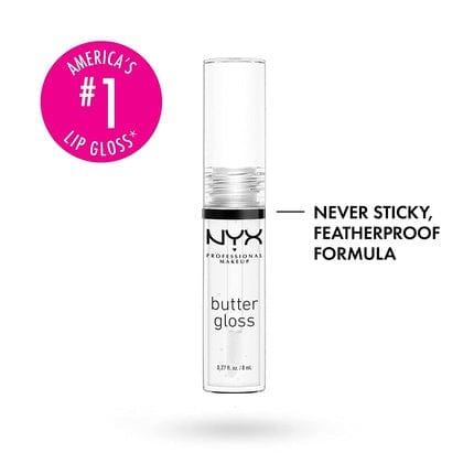 NYX Professional Makeup Butter Gloss Non-Sticky Lip Gloss Sugar Glass 0.27 Fl Oz