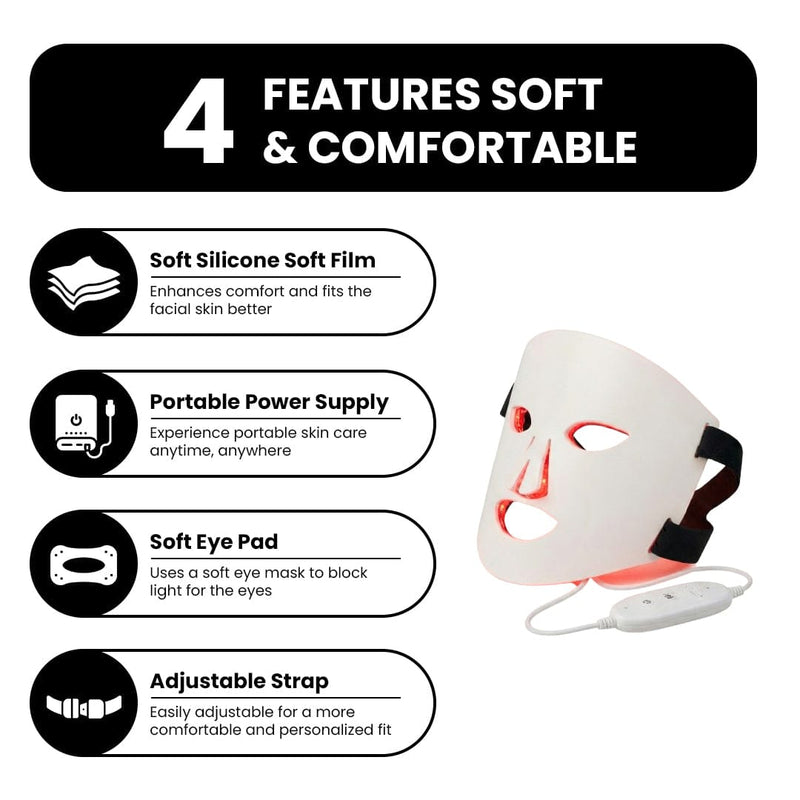 Skin LED Red Light Therapy Face Mask Anti-Ageing, Enhancing Collagen  Reduce Wrinkles