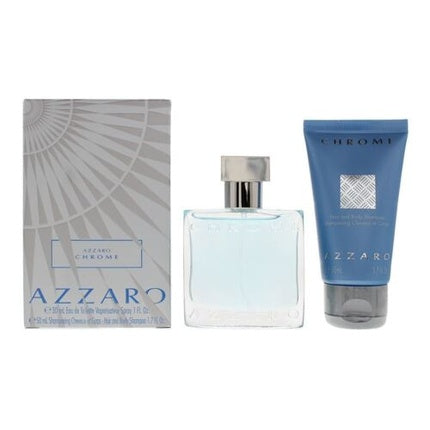 Azzaro Chrome 2-Piece Gift Set: EDT 30ml - Hair and Body Shampoo 50ml Men's Spray