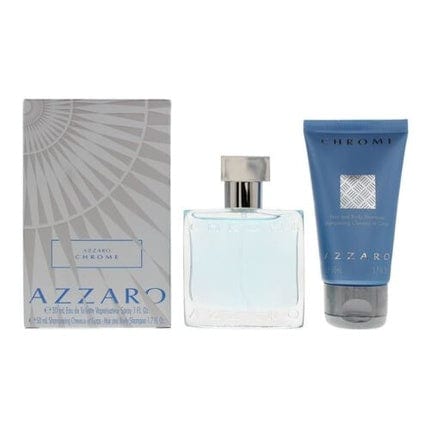 Azzaro Chrome 2-Piece Gift Set: EDT 30ml - Hair and Body Shampoo 50ml Men's Spray