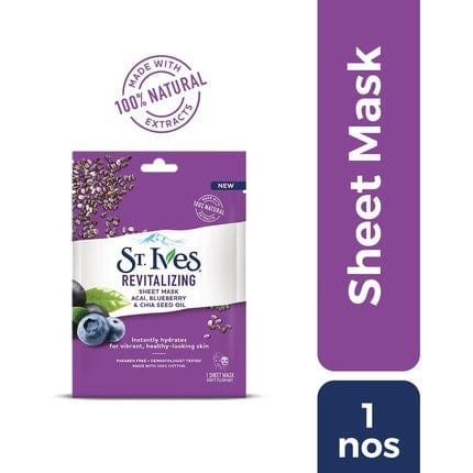 St Ives Revitalising Acai, Blueberry and Chia Seed Oil Sheet Mask 23ml